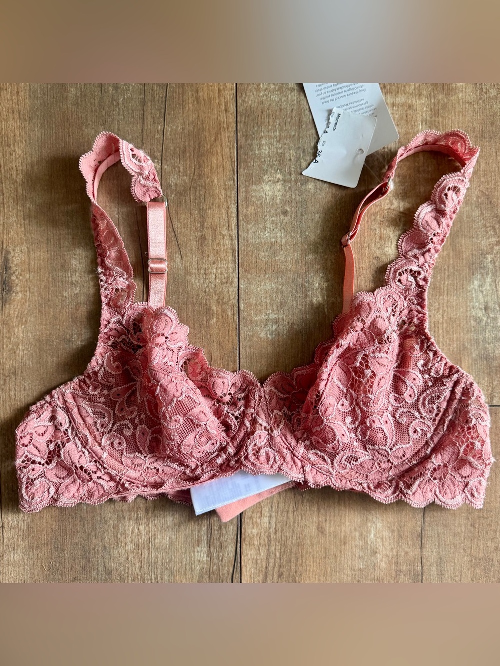 Hanro NWT Luxury Moments Lace Underwire Bra Dusty Rose Pink Size 36A